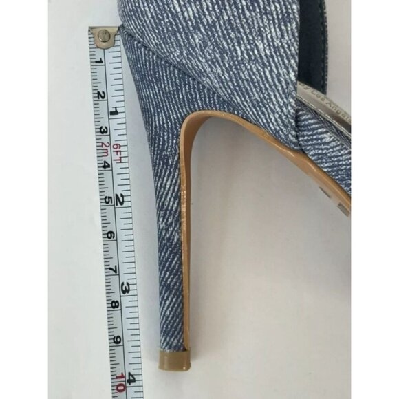 KAYLEEN / Net-26 / Blue Deni /  Rhinestone / Pointed-Toe Pumps / With High Stile - Picture 6 of 8